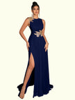 Blumenkleid mit Rundhalsausschnitt A-Linien Schnitt