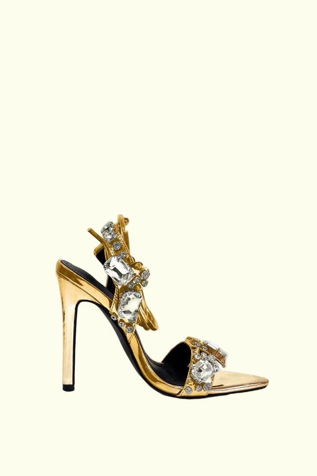 Strass High Heels - Gold
