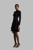 Fabienne -schwarzes, mit Kristallen verziertes, gerafftes Strick-Minikleid