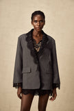 Dianthe grauer Blazer mit Spitze-Details