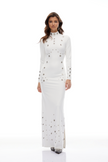 Yasmine Hochgeschlossenes Maxikleid mit Nieten