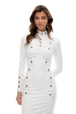 Yasmine Hochgeschlossenes Maxikleid mit Nieten