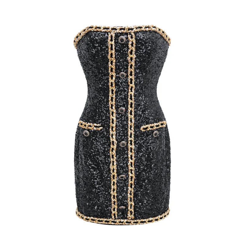 Eulalia - schwarze verzierten Mini-Kleid
