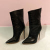 Schwarze Krokodilleder-Embossed Stiefeletten