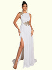 Blumenkleid mit Rundhalsausschnitt A-Linien Schnitt