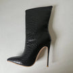 Schwarze Krokodilleder-Embossed Stiefeletten