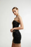 Eulalia - schwarze verzierten Mini-Kleid