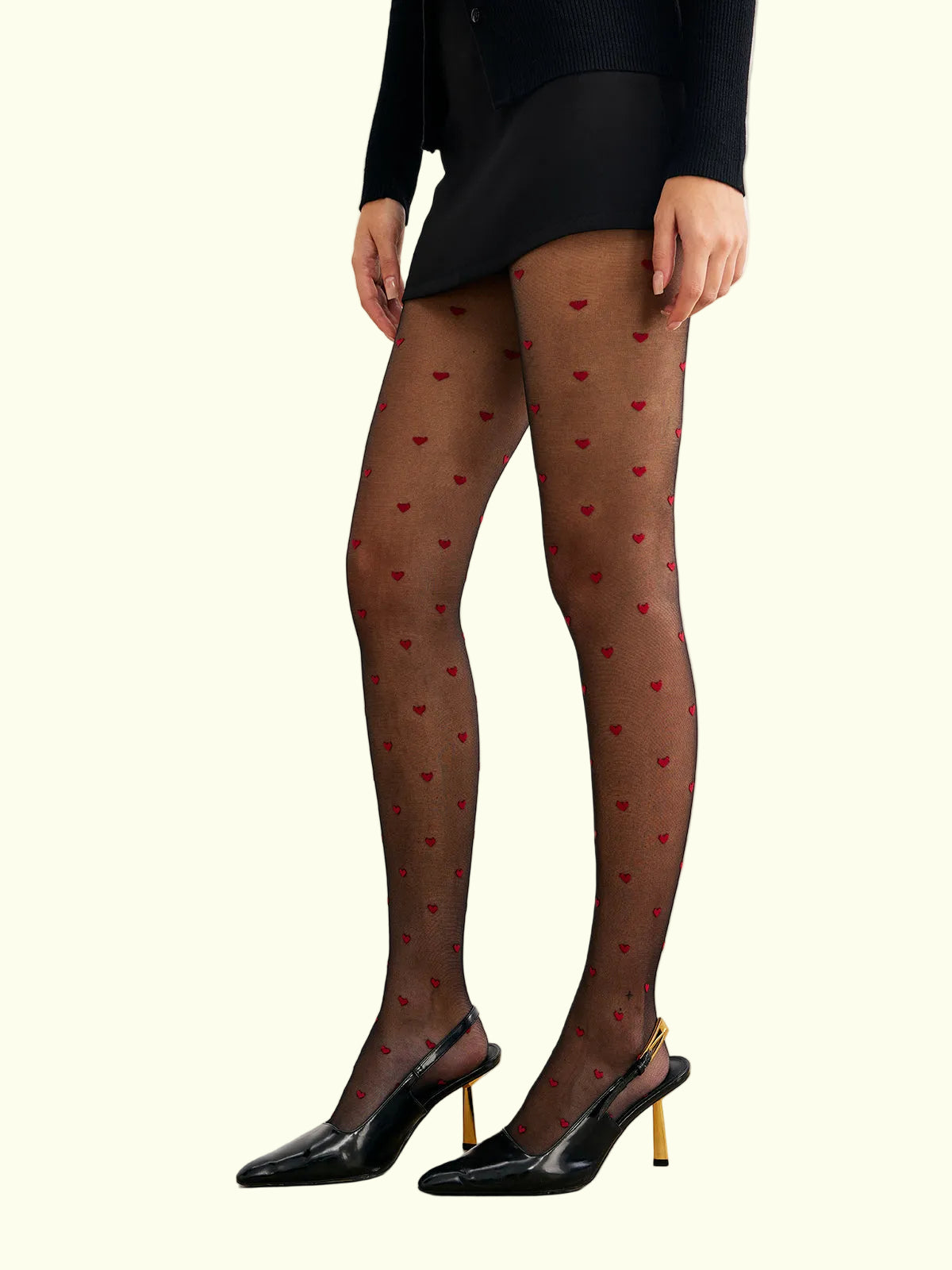 Tüllstrumpfhose mit Herzmuster