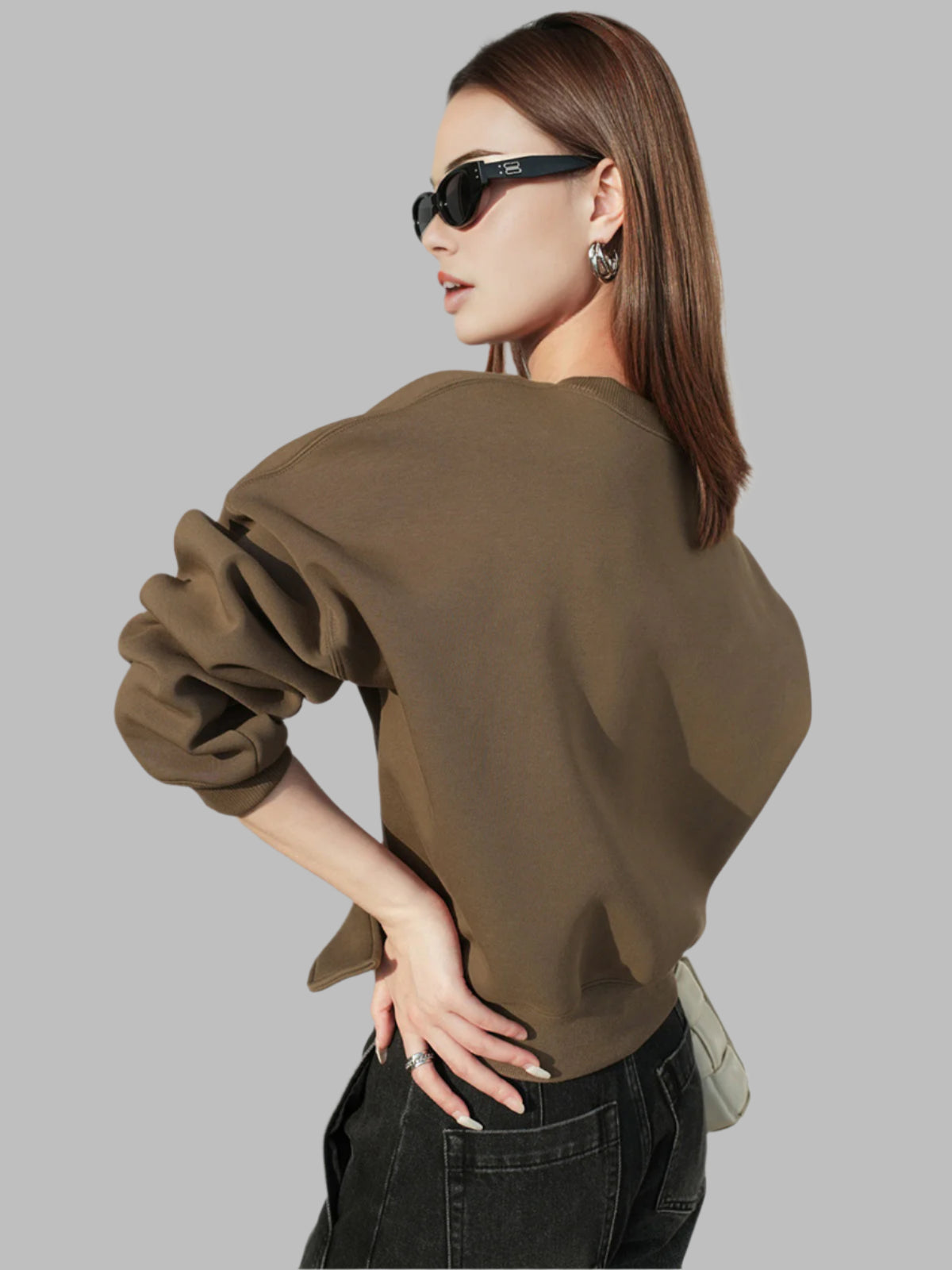 Gürtel-Sweatshirt mit Kurzarm