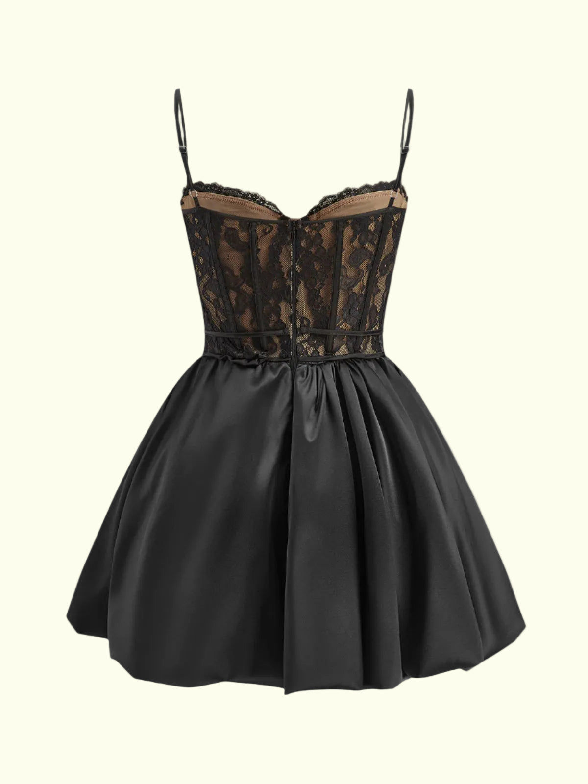 Faltenrock Satinbesatz Spitzen-Cami-Kleid