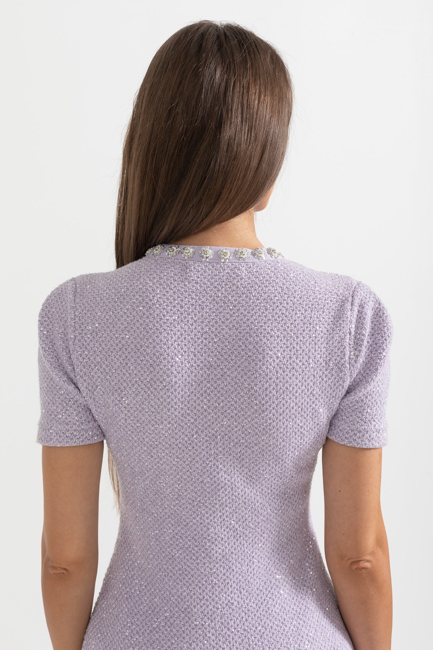 Sania - Texturiertes Minimodekleid mit Fronttaschen - Lila