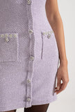 Sania - Texturiertes Minimodekleid mit Fronttaschen - Lila