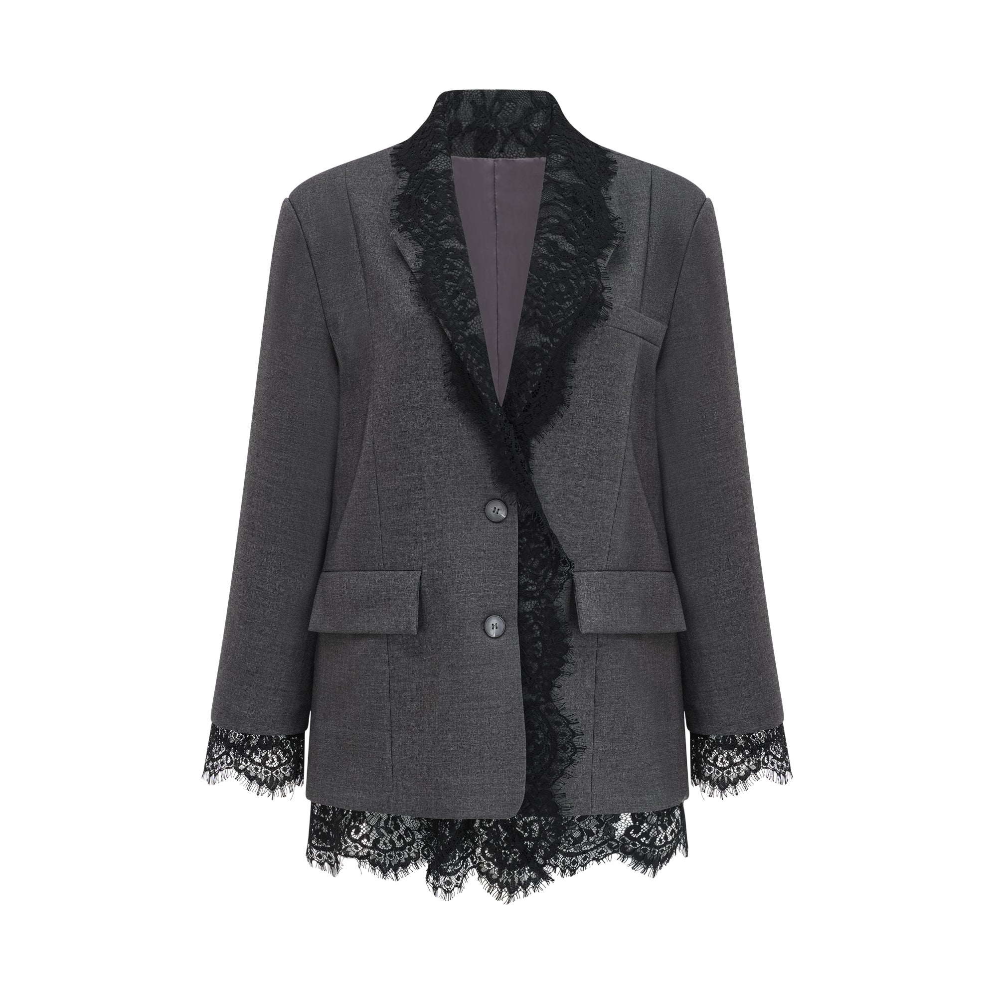 Dianthe grauer Blazer mit Spitze-Details