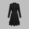 Fabienne -schwarzes, mit Kristallen verziertes, gerafftes Strick-Minikleid