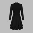 Fabienne -schwarzes, mit Kristallen verziertes, gerafftes Strick-Minikleid