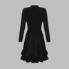 Fabienne -schwarzes, mit Kristallen verziertes, gerafftes Strick-Minikleid