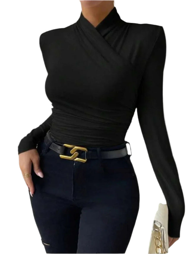 Faltenfreies Langarmtop mit Slim-Fit-Effekt