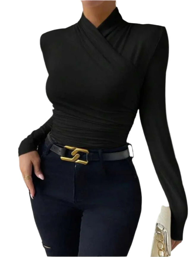 Faltenfreies Langarmtop mit Slim-Fit-Effekt