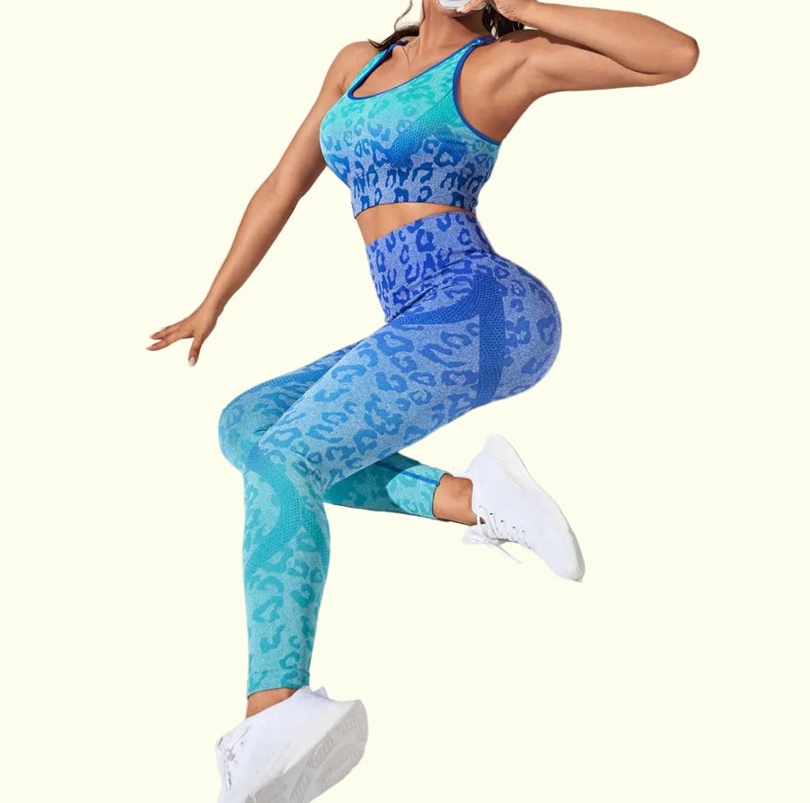 Sandra - Stilvolle und Bequeme Blaue Leggingset mit Hoher Taille