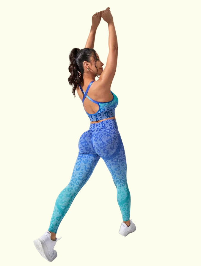 Sandra - Stilvolle und Bequeme Blaue Leggingset mit Hoher Taille