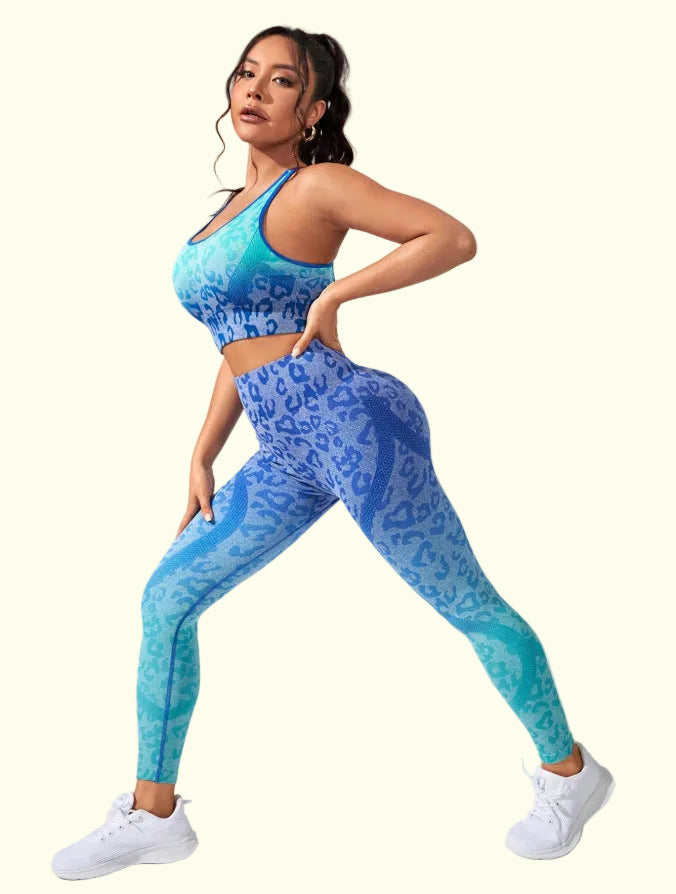 Sandra - Stilvolle und Bequeme Blaue Leggingset mit Hoher Taille