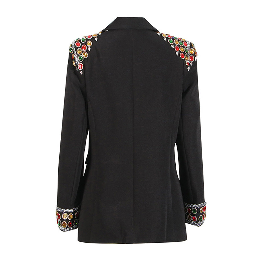 Prunkvoller mit Kristallen verzierter Reverskragen-Sakkoblazer