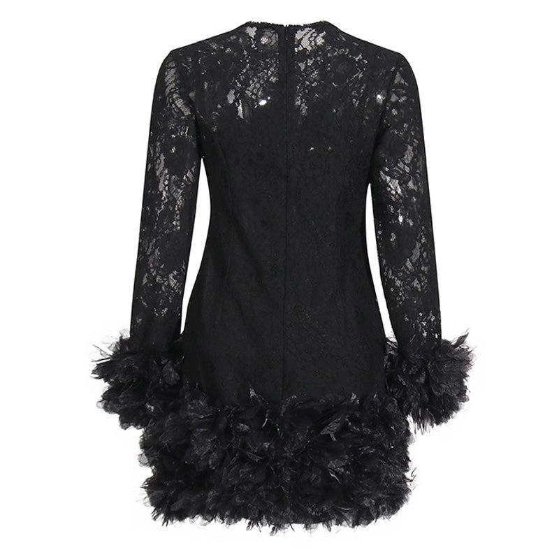 Romantisches Rundhals Mini-Dress-Faya