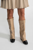 Coco Knee-High Boots – Beige/Schwarz